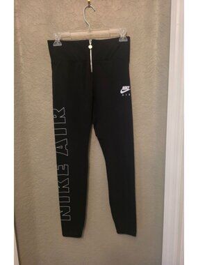NIKE Air Ladies Graphic Black Zip Front Leggings M Large Spell Out - CJ9968-010